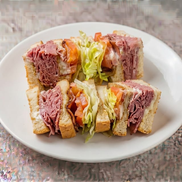 Corned Beef Club Sandwich.