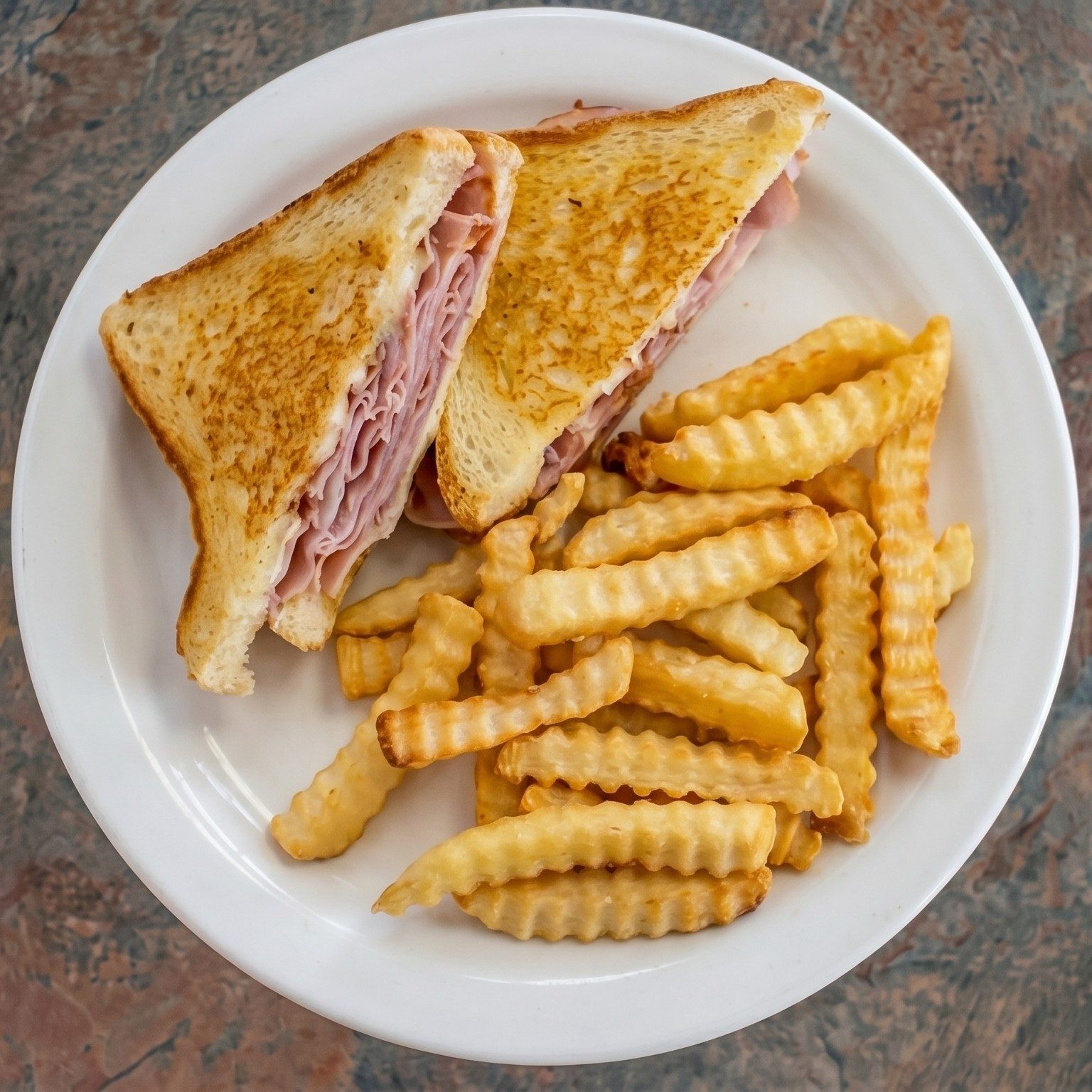 Grilled Ham & Cheese with Fries.